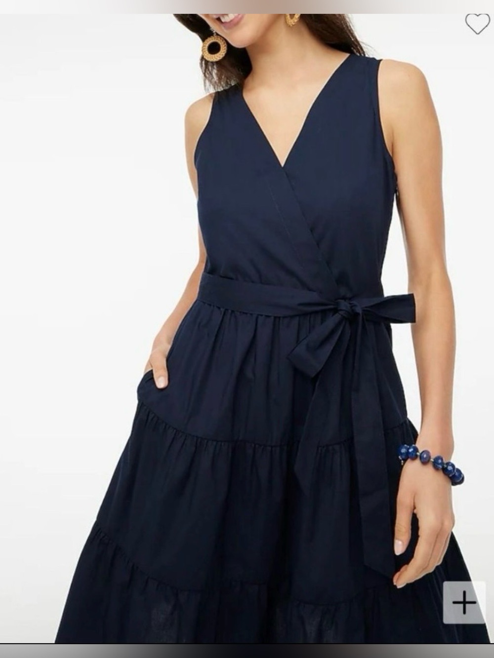 J. Crew women’s Size 2 Faux-wrap sleeveless mini dress belted Navy